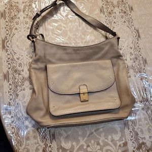 Tory Burch Priscilla Almond Leather Hobo Bag